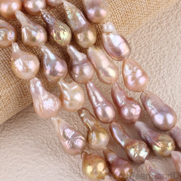 12-13x18-28MM Baroque Pearl Beads,Natural Large Nucleated Freshwater Pearl Beads,Teardrop Pearl Beads,Pearl Jewelry,Wholesale Price-YHZ006-1