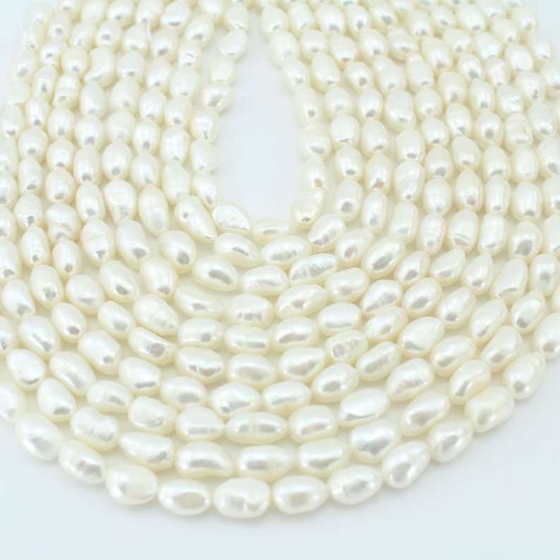 Genuine Pearls 8-9mm White Nugget Baroque Pearl beads Natural Freshwater Pearl Beads Pearl for jewelry making14-15inches
