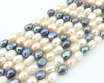 8-9mm Mix-colored Baroque Freshwater Pearl Beads,Nugget Pearl Beads Supply,Loose Pearl for DIY Bracelet/Necklace,Jewelry Making-14-15inches