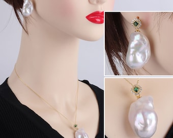15-18X21-24mm Baroque Pearl Earrings,Pendants,Loose Pendants without Chains,Loose Chains Supply,Bridal Earrings,Jewelry Gifts For Her-E022