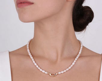 2.8-3.5MM Natural Tiny Seed Freshwater  Pearls Necklace With Gold Clasp, Statement Necklace/Choker Gifts