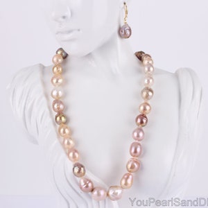 11-13mm Natural Multicolor Round Edison Pearl Necklace/Earrings,Freshwater Pearl Necklace,Edison Pearl Earrings,Pearl Gift For Women-NL2349