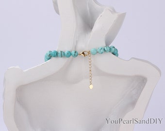 Perline Di Pietra, 8 Mm, 100 Pezzi, Blu Turchese, Rotonde - Foto 5