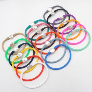 Wholesale 39 Colors Coin Pearl Waterproof Bracelet,Pearl& Silicone Rubber Stretch Bracelet,Natural Freshwater Pearl,Sport Bracelet Gift-W027