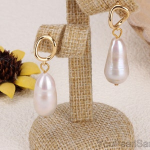 Teardrop Natural White Pearls Earrings,Handmade Pearl Earrings,Baroque Pearl Earrings,Pearl Jewelry,Wedding Gift,Anniversary Gift--PE2304