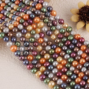 7-8mm Rainbow Natural Round Pearls,Genuine Freshwater Pearls,Loose Full Strand Pearls,Wholesale Pearls,DIY Pearl Jewelry-15.5inches-60pcs