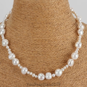 Multi-sized Pearl Necklace,Natural White Pearl Necklace,Handmade Pearl Necklace,Elegant Pearl Necklace,Bridal/Wedding Necklace,Necklace Gift