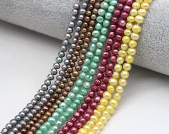 Multi color  Potato Freshwater Pearl Beads,  Genuine Cultured Pearl Beads,4-5.5 mm Baroque Pearl Strand,Loose Pearl For Jewelry-PS2305