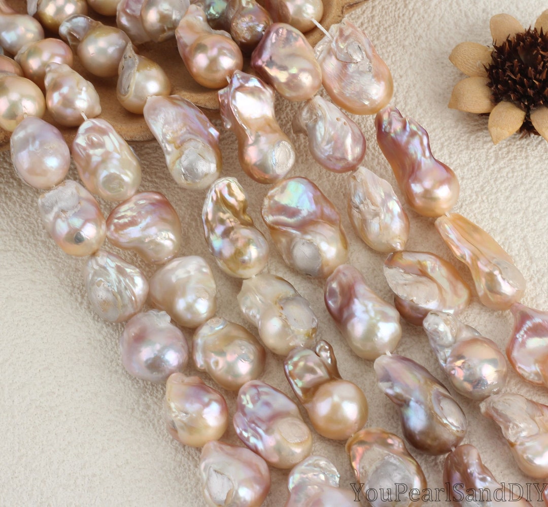 17-18x23-25mm Natural Large Pink Baroque Freshwater Pearls Strand