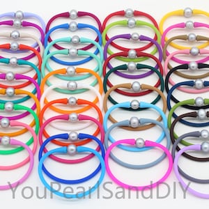 50PCS- Wholesale 39 colors Silicone Rubber Stretch Bracelet&Natural Pearls Bracelet,Bridal Jewelry,Gift for Girl/Friend,Sport Bracelet-W013