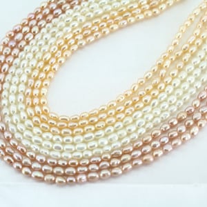 2.8-3.3mm Pink/Purple/White Rice Pearl,High Luster Tiny Seed Pearl Beads,Natural Freshwater Pearl Strand,Pearl For DIY Pearl Gift-13.5inches