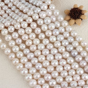 11-13mm Great Quality Genuine Round White Freshwater Pearls,Loose Natural Pearls,DIY Pearl Jewelry,Wholesale Pearls-15.5-15.75 Inches-35Pcs