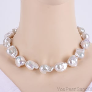 15-17mmx21-23mm Natural White Pearls Necklace,Bracelet,Earrings,High Quality Baroque Pearls Set,Wedding Pearls Jewelry,Jewelry Gift for Her