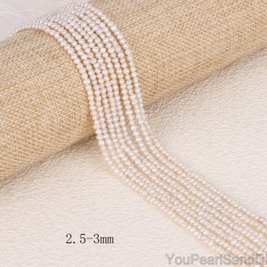 2.5-3mm Genuine Natural White Freshwater Seed Pearls,Tiny Seed Pearl Beads,Small Freshwater Pearl Strand,Wedding Pearl,DIY-15 inches-XDZ001