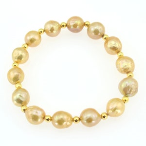 10-12mm Handmade Gloden Natural Edison Pearls Bracelet,Real Freshwater Pearls Bracelet,Bracelet for Women,Everyday Bracelet,Bracelet Gift