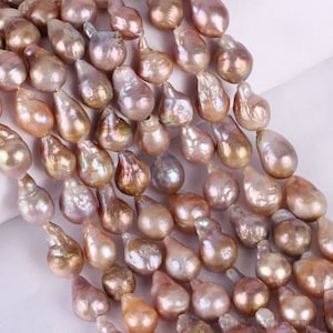 13-14 x 18-20 mm natuurlijke kleur barokke parels, goede glans grote zoetwaterparelkraal, druppelvormige parelkralen, doe-het-zelfparelsieraden, volledige strand-YHZ006-3