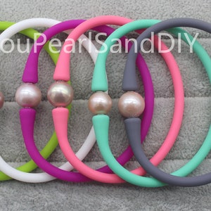 5 PCS-39 Colors 10-11mm Edison Pearl,Silicone Rubber Bracelet Waterproof Stretch Bracelet,Wholesale Rubber Bracelet,Sport /Party Gift-W082