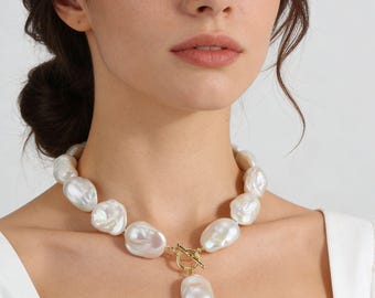 Collier Perles Eau Douce Luxe 51 Cm - Perles 8 Mm Véritable - Neuf Sans Boîte