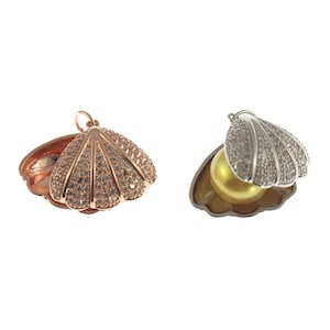 Silver/Rose glod plated shell Blank Pendant Setting, Pearl Pendant Setting No pearl included ,Necklace Blank Base Setting,jewelry diy, DZ042