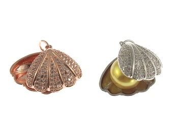 Silver/Rose glod plated shell Blank Pendant Setting, Pearl Pendant Setting No pearl included ,Necklace Blank Base Setting,jewelry diy, DZ042