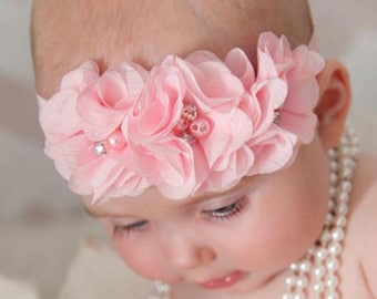 Zerama Baby-Blumen-Stirnband-Mädchens Perle Haarband-neugeborenes Kind Kopfbedeckung Foto Props Haarschmuck