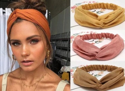 Hairband suede look knot elastic - 10 different colors to choose from