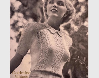 Mönster för stickad sommarblus från 1950-talet, spets, pdf