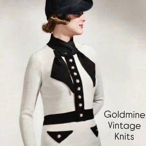 1930s Knit Suit Pattern PDF l Vintage Suit Dress l Tailored l Belted Waist Jacket l Digital Download l Goldmine Vintage Knits