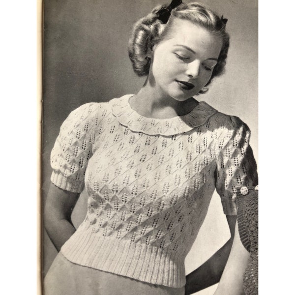 Sassy little 30s blouse Vintage knitting pattern-Copy