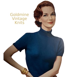 A very versatile vintage knit turtleneck from 1952. pdf pattern