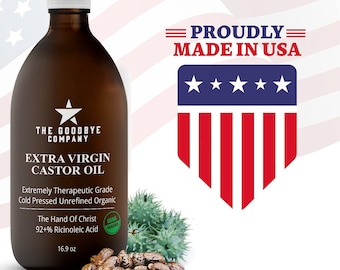 100% Natural Virgin Organic Castor Oil, USDA Certified Organic, Hexane Free, Cold Pressed - For Skin, Hair Growth & Eyelashes