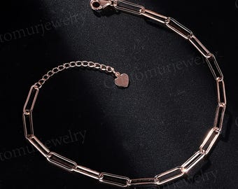 Moderne Papierklammer Kette , 925 Sterling Silber Armband Charm Kette, Geburtstagsgeschenk für Sie