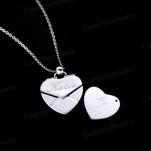 Engraved secret message heart envelope locket sales