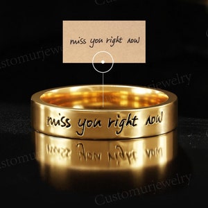 Personalized Handwriting Ring,Custom Handwriting Engraved Band,18K Gold Unisex Ring,Anniversary Gifts For Her,Men Golden Street Hip Hop Ring