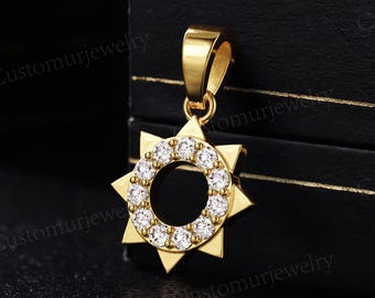 Eight-Pointed Star Pendant cluster Moissanite: Sterling Silver Necklace, Birthstone Pendant, Anniversary Gifts