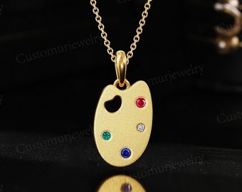 Collana con ciondolo a forma di tavolozza di colori per artisti, collana con pietre preziose colorate, gioielli creativi per gli amanti dell'arte, regalo di compleanno, regali unici per lei
