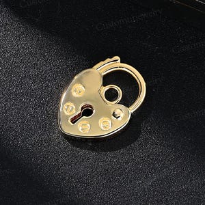 Unique Heart and Lock Pendant Necklace, Padlock Necklace, Handmade 10K Gold Pendant, Personalized Engraved Pendant, Promise Gifts for Lover image 3