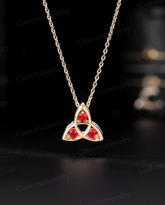 Collana Donna Argento 925 Placcato Oro, Ciondolo Nodo Celtico Con Zircone, Catena 45 Cm