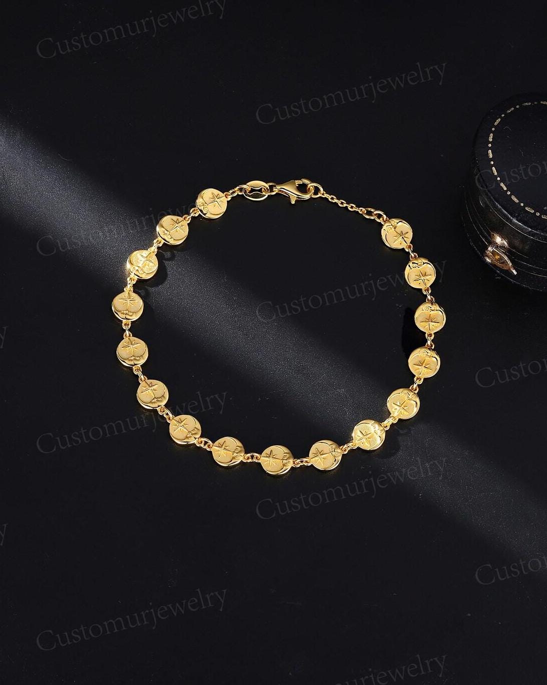 Armband sterren en maan, armband maangodin, hemelse armband, Starburst-armband, handgemaakte zilvergouden armband, verjaardagscadeaus voor haar