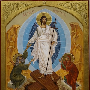 The Ressurection of Christ, Възкресение Христово, Возкресение, Othodox icon, religious art, handmade, original artwork, hand painted icon
