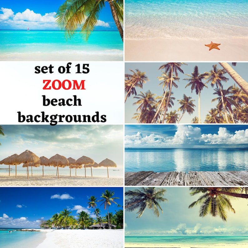 Zoom Background BEACH Backdrop for online meeting and video Etsy