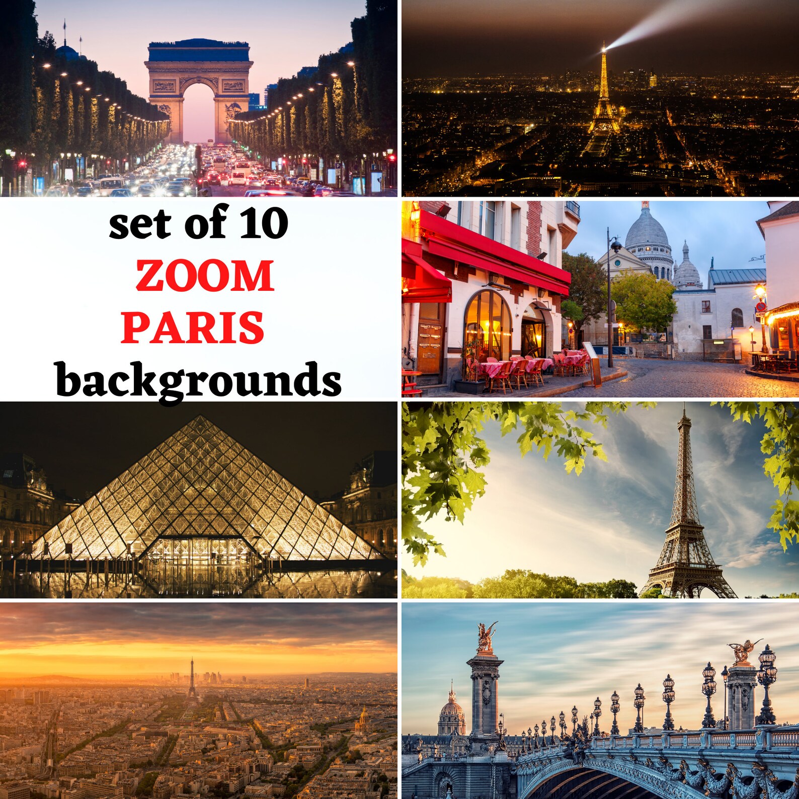 PARIS Zoom Background City Party Virtual Digital Backdrop for Etsy