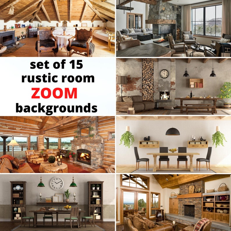 RUSTIC HOME Zoom Virtual Background Bundle Backgrounds Images Etsy