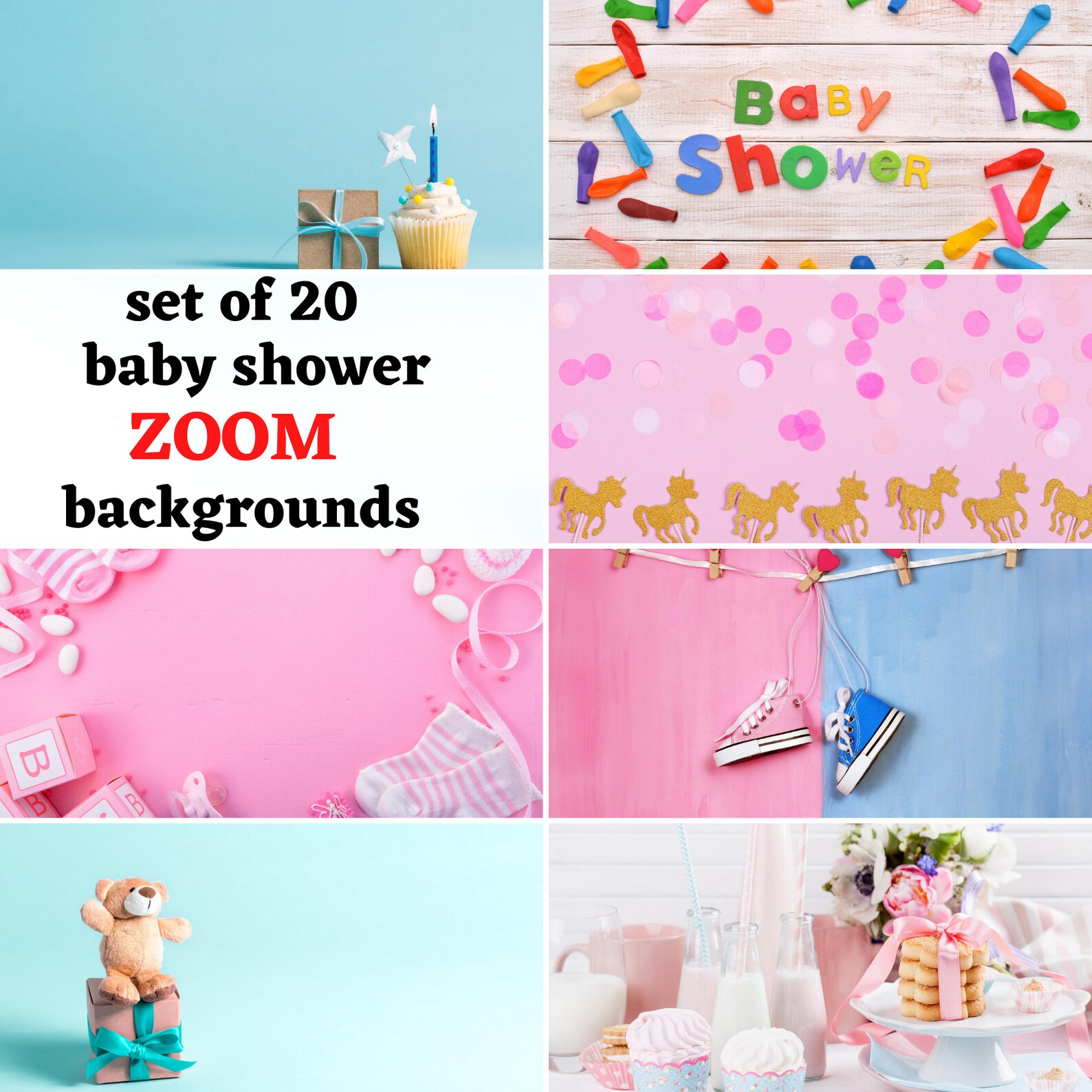 Baby Shower Zoom Background Virtual Digital Party Etsy