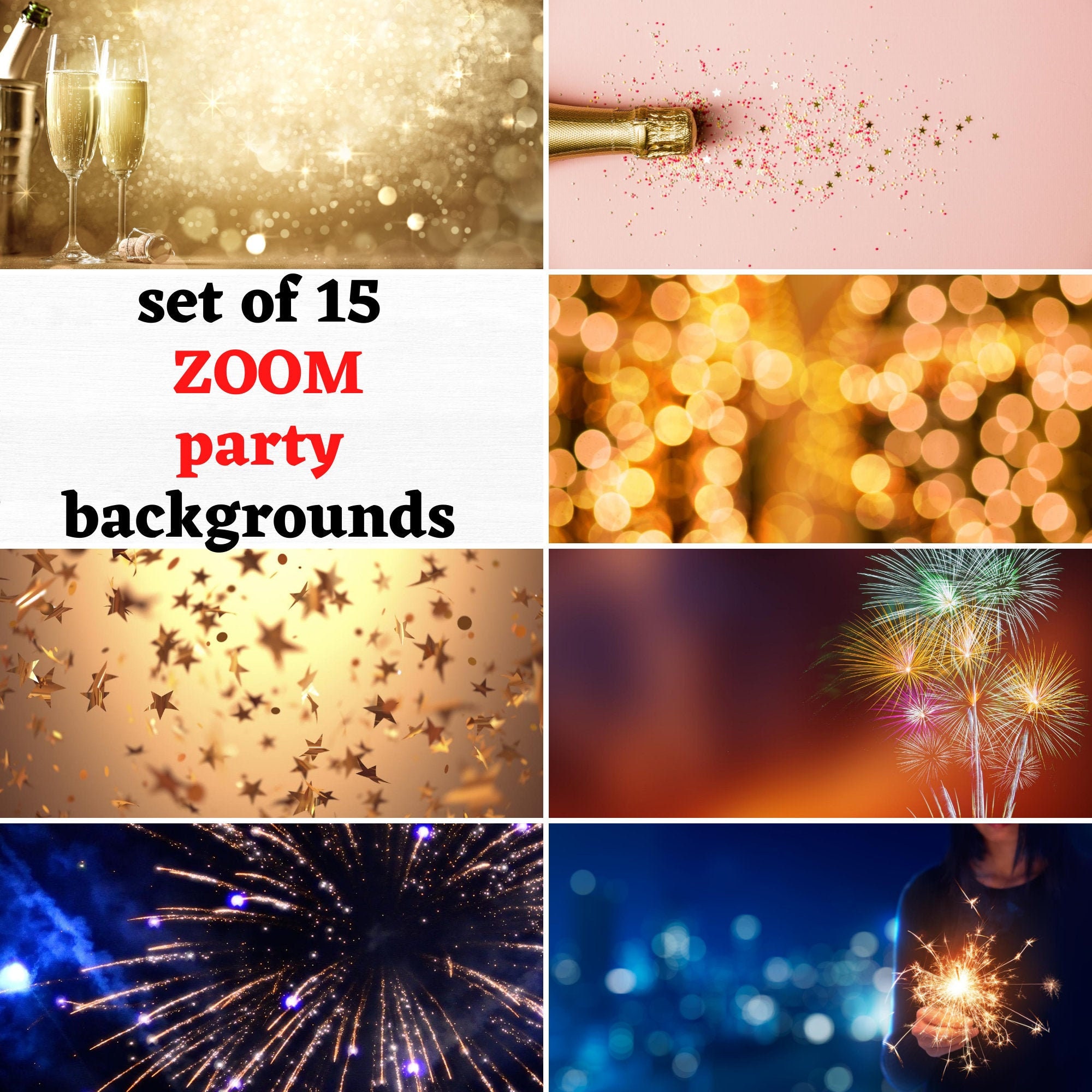 Party Zoom Fond Numerique Virtuel Anniversaire New Year Bundle Etsy