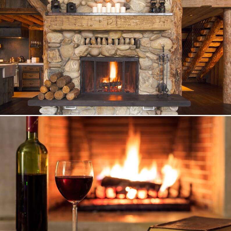 FIREPLACE Zoom Background HOLIDAY Telón de fondo para Online Etsy