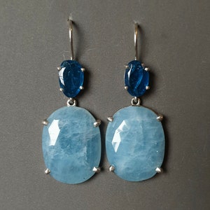 Silver earrings with fluorite and aquamarines