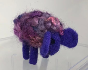 Needle Felted Sheep, Purple Needle Felted Sheep, Waldorf Inspired, Colourful Farm Animal, Sheep Gift