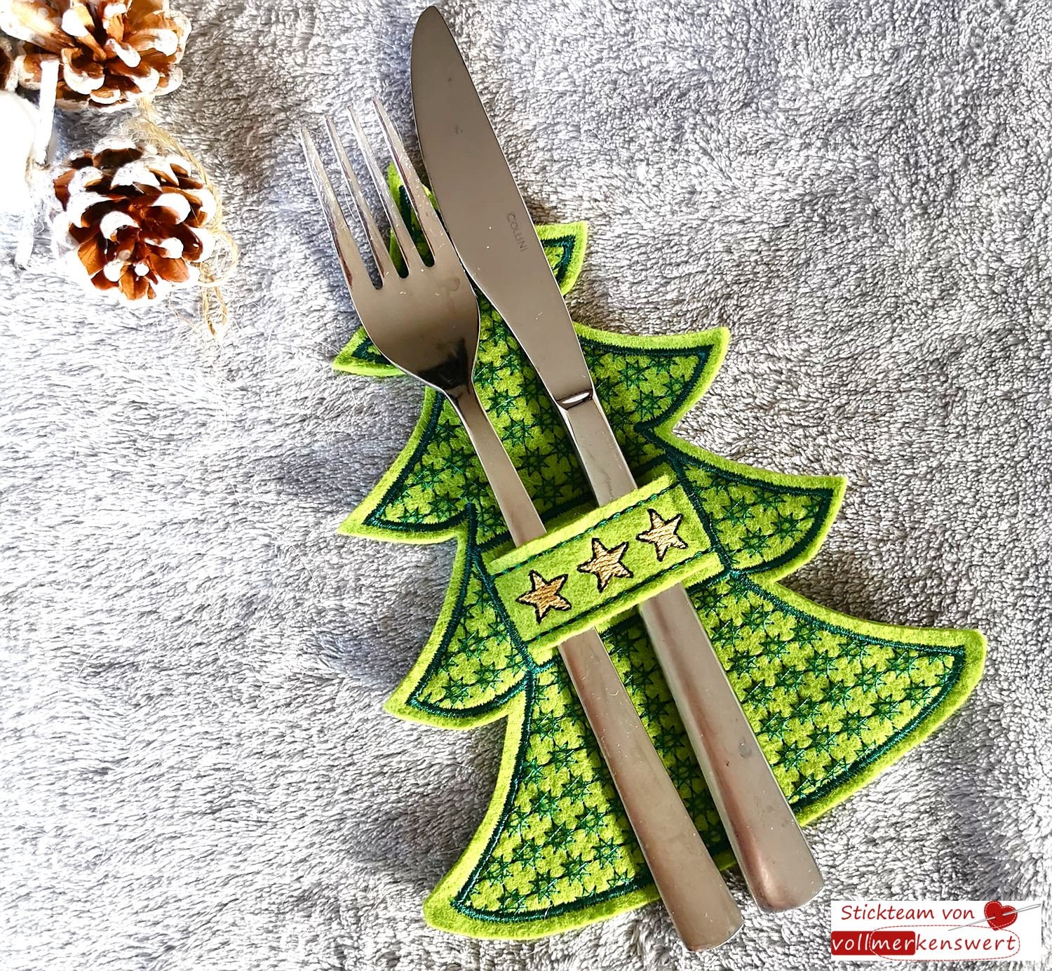 1pc Khaki Christmas Deer Knife And Fork Set Cartoon Creative Tableware  Cover, Suitable For Scene Decoration And Party Props