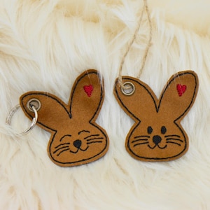 12 colgantes de conejito ITH, archivos de bordado para llaveros y decoraciones de Pascua para el bastidor de bordado de 10 x 10 cm